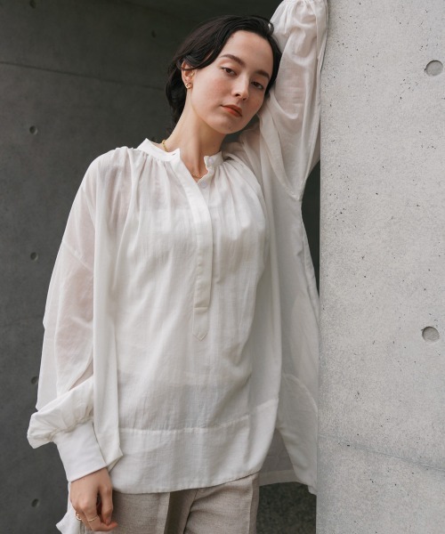 セール】コットン楊柳イレギュラーTチュニック（Tシャツ