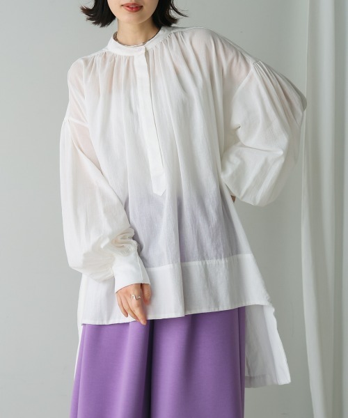 セール】コットン楊柳イレギュラーTチュニック（Tシャツ