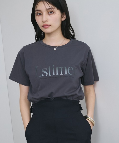 tシャツ ロゴプリントT「手洗い可能」 レディース 前後2WAY ロゴプリントTシャツ