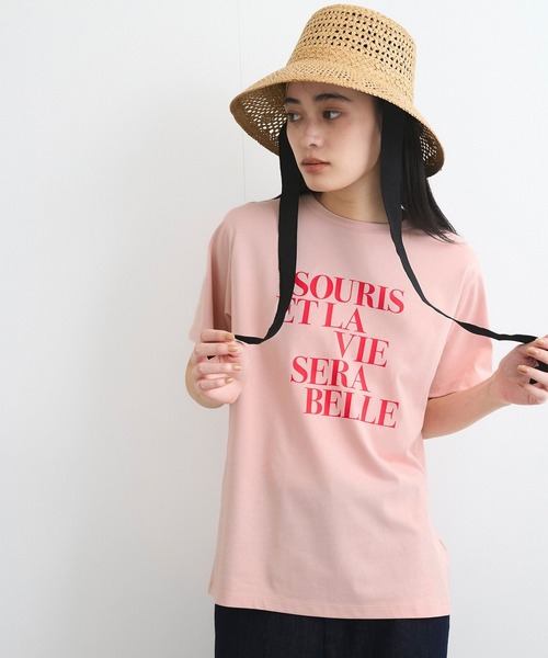 VIS(ビス)の「【接触冷感/洗える】アソートロゴプリントTシャツ(Tシャツ/カットソー・レディース・チャコールグレー/ホワイト/ピンク・FREE)」の15枚目の写真