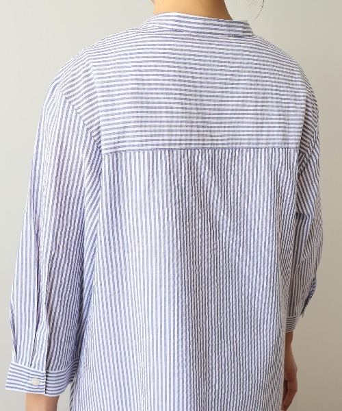 MB mint breeze（エムビーミントブリーズ）の「【L～6L 大きいサイズ】シアーサッカーストライプバンドカラーワンピース（ワンピース・レディース・オレンジ/ネイビー・5L/LL/3L/4L/6L/L）」の14枚目の写真