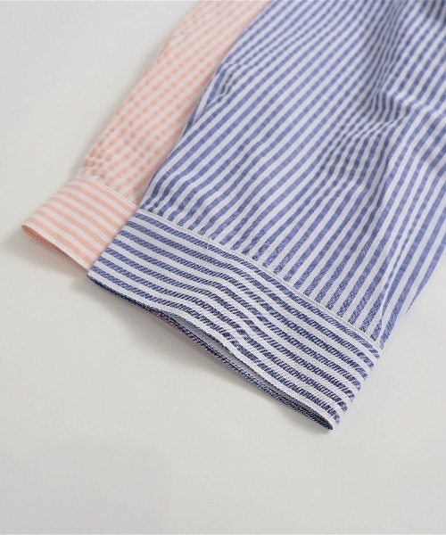 MB mint breeze（エムビーミントブリーズ）の「【L～6L 大きいサイズ】シアーサッカーストライプバンドカラーワンピース（ワンピース・レディース・オレンジ/ネイビー・5L/LL/3L/4L/6L/L）」の16枚目の写真