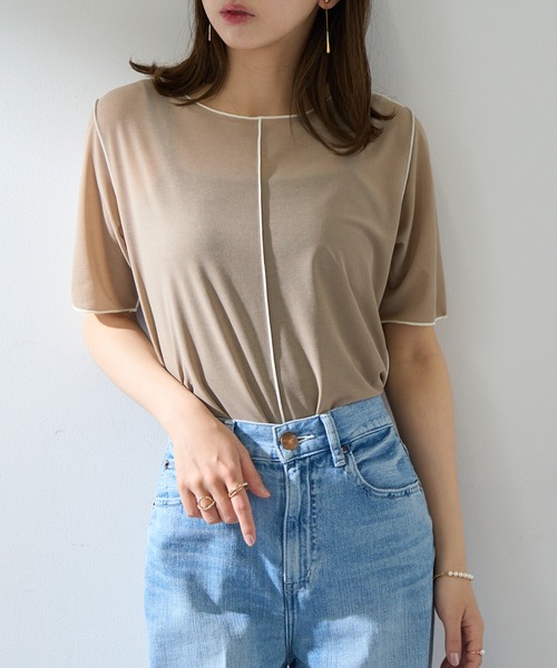 MAISON BREEZE reveur(メゾンブリーズレヴール)の「【MAISON BREEZE reveur】2WAYメローシアーカットソー DTK(Tシャツ/カットソー・レディース・ライトブルー/ブラック/ベージュ/ライトグリーン・FREE)」の5枚目の写真