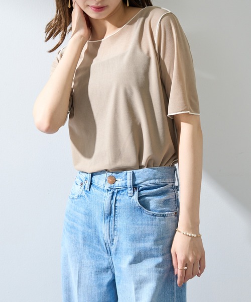 MAISON BREEZE reveur(メゾンブリーズレヴール)の「【MAISON BREEZE reveur】2WAYメローシアーカットソー DTK(Tシャツ/カットソー・レディース・ライトブルー/ブラック/ベージュ/ライトグリーン・FREE)」の7枚目の写真