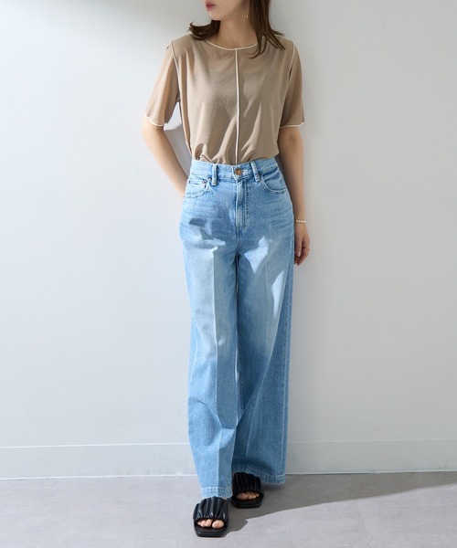 MAISON BREEZE reveur(メゾンブリーズレヴール)の「【MAISON BREEZE reveur】2WAYメローシアーカットソー DTK(Tシャツ/カットソー・レディース・ライトブルー/ブラック/ベージュ/ライトグリーン・FREE)」の9枚目の写真