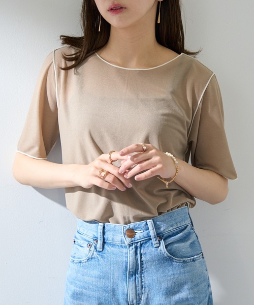 MAISON BREEZE reveur(メゾンブリーズレヴール)の「【MAISON BREEZE reveur】2WAYメローシアーカットソー DTK(Tシャツ/カットソー・レディース・ライトブルー/ブラック/ベージュ/ライトグリーン・FREE)」の8枚目の写真