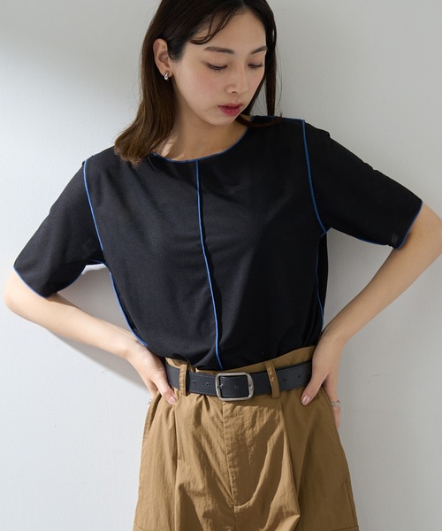 MAISON BREEZE reveur(メゾンブリーズレヴール)の「【MAISON BREEZE reveur】2WAYメローシアーカットソー DTK(Tシャツ/カットソー・レディース・ライトブルー/ブラック/ベージュ/ライトグリーン・FREE)」の11枚目の写真