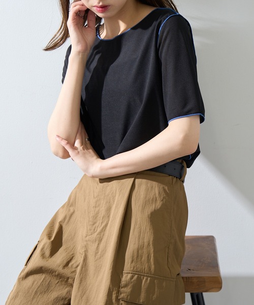 MAISON BREEZE reveur(メゾンブリーズレヴール)の「【MAISON BREEZE reveur】2WAYメローシアーカットソー DTK(Tシャツ/カットソー・レディース・ライトブルー/ブラック/ベージュ/ライトグリーン・FREE)」の13枚目の写真