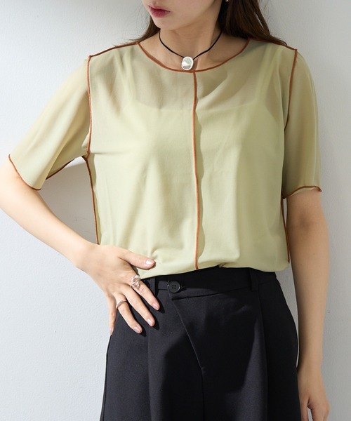 MAISON BREEZE reveur(メゾンブリーズレヴール)の「【MAISON BREEZE reveur】2WAYメローシアーカットソー DTK(Tシャツ/カットソー・レディース・ライトブルー/ブラック/ベージュ/ライトグリーン・FREE)」の17枚目の写真