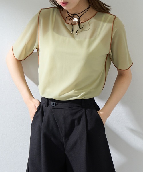 MAISON BREEZE reveur(メゾンブリーズレヴール)の「【MAISON BREEZE reveur】2WAYメローシアーカットソー DTK(Tシャツ/カットソー・レディース・ライトブルー/ブラック/ベージュ/ライトグリーン・FREE)」の18枚目の写真