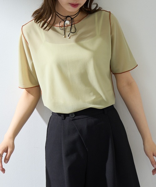 MAISON BREEZE reveur(メゾンブリーズレヴール)の「【MAISON BREEZE reveur】2WAYメローシアーカットソー DTK(Tシャツ/カットソー・レディース・ライトブルー/ブラック/ベージュ/ライトグリーン・FREE)」の19枚目の写真