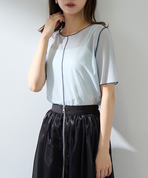 MAISON BREEZE reveur(メゾンブリーズレヴール)の「【MAISON BREEZE reveur】2WAYメローシアーカットソー DTK(Tシャツ/カットソー・レディース・ライトブルー/ブラック/ベージュ/ライトグリーン・FREE)」の22枚目の写真