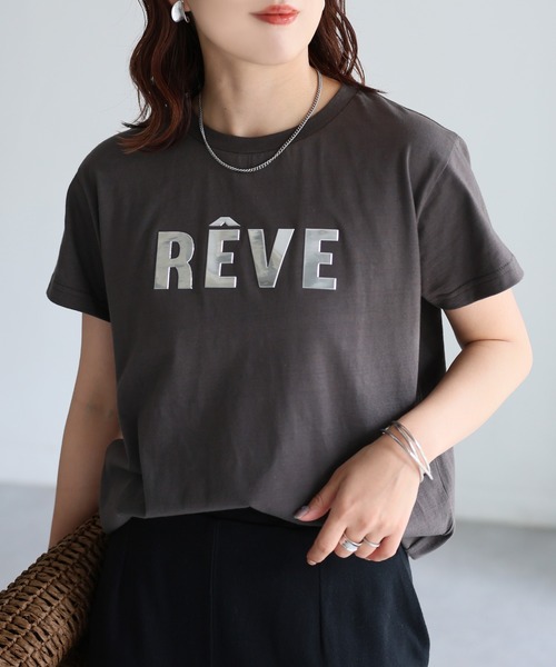 Riberry(リベリー)の「発砲プリントメタリックロゴTシャツ(Tシャツ/カットソー・レディース・チャコールグレー/ホワイト/ミント・FREE)」の2枚目の写真