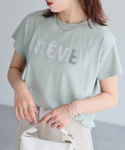 Riberry(リベリー)の「発砲プリントメタリックロゴTシャツ(Tシャツ/カットソー・レディース・チャコールグレー/ホワイト/ミント・FREE)」の3枚目の写真