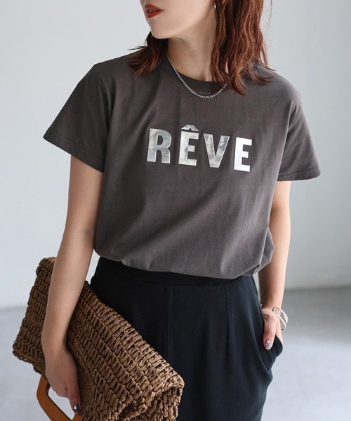 Riberry(リベリー)の「発砲プリントメタリックロゴTシャツ(Tシャツ/カットソー・レディース・チャコールグレー/ホワイト/ミント・FREE)」の15枚目の写真
