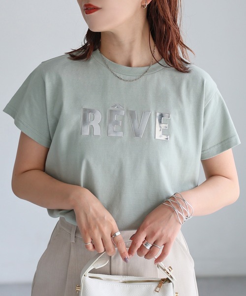 Riberry(リベリー)の「発砲プリントメタリックロゴTシャツ(Tシャツ/カットソー・レディース・チャコールグレー/ホワイト/ミント・FREE)」の18枚目の写真