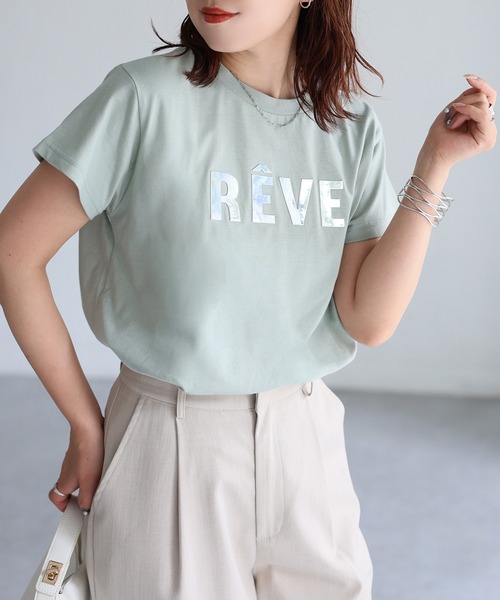 Riberry(リベリー)の「発砲プリントメタリックロゴTシャツ(Tシャツ/カットソー・レディース・チャコールグレー/ホワイト/ミント・FREE)」の9枚目の写真