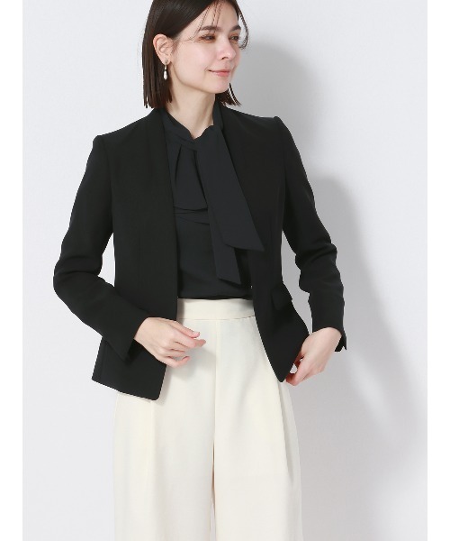 SUIT SQUARE(スーツスクエア)の「アシンメトリーラッフルボウタイブラウス 長袖 ウォッシャブル ジョーゼット(シャツ/ブラウス・レディース・ブルー系/ピンク系/ホワイト系/ネイビー系・38(9号)/40(11号))」の13枚目の写真