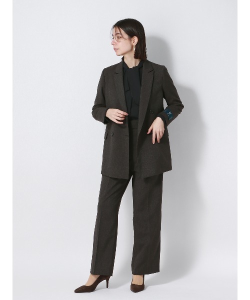 SUIT SQUARE(スーツスクエア)の「アシンメトリーラッフルボウタイブラウス 長袖 ウォッシャブル ジョーゼット(シャツ/ブラウス・レディース・ブルー系/ピンク系/ホワイト系/ネイビー系・38(9号)/40(11号))」の15枚目の写真