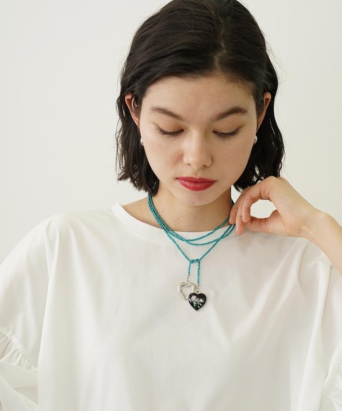 MILKFED.（ミルクフェド）の「BEADS AND HEART CHARMS NECKLACE（チョーカー・レディース・グリーン/レッド/ホワイト・ONE SIZE）」の21枚目の写真