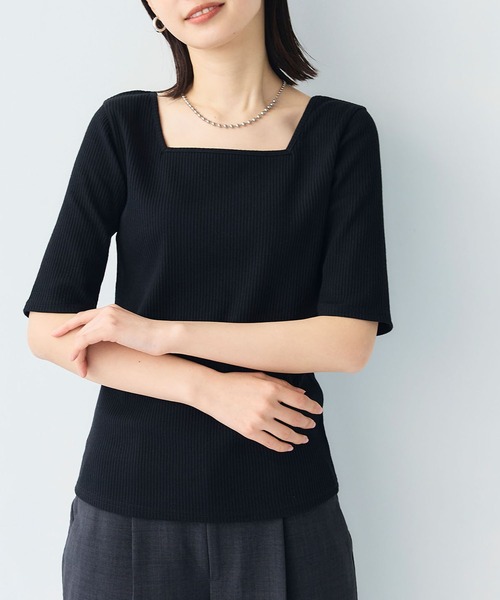 CROSS FUNCTION（クロスファンクション）の「《UVカット》前後2wayテレコ５分袖Tシャツ【CF/クロスファンクション】（Tシャツ/カットソー・レディース・ライトグレー/オフホワイト/ブラック・M/L/LL）」の22枚目の写真