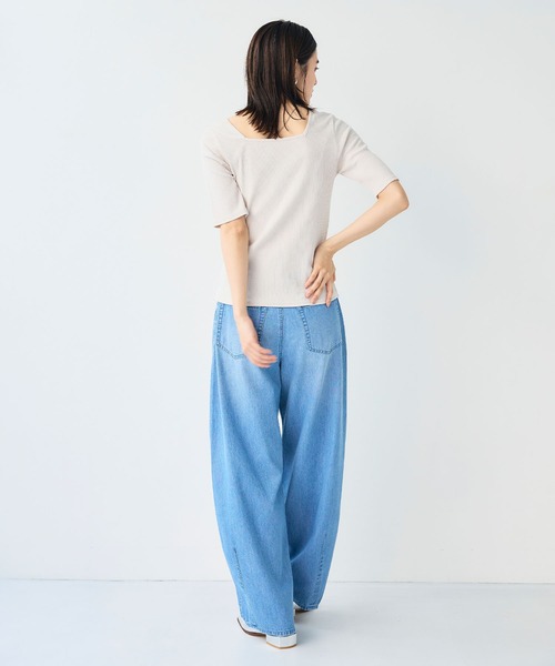 CROSS FUNCTION（クロスファンクション）の「《UVカット》前後2wayテレコ５分袖Tシャツ【CF/クロスファンクション】（Tシャツ/カットソー・レディース・ライトグレー/オフホワイト/ブラック・M/L/LL）」の16枚目の写真