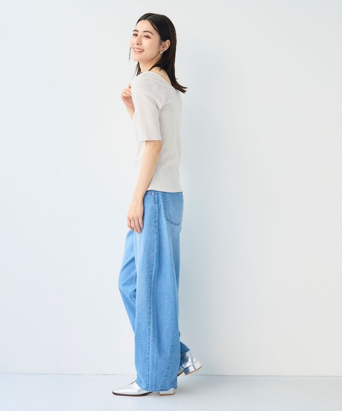 CROSS FUNCTION（クロスファンクション）の「《UVカット》前後2wayテレコ５分袖Tシャツ【CF/クロスファンクション】（Tシャツ/カットソー・レディース・ライトグレー/オフホワイト/ブラック・M/L/LL）」の15枚目の写真