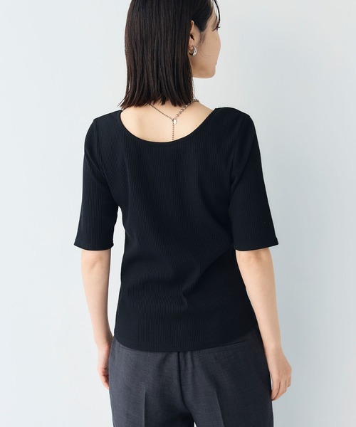 CROSS FUNCTION（クロスファンクション）の「《UVカット》前後2wayテレコ５分袖Tシャツ【CF/クロスファンクション】（Tシャツ/カットソー・レディース・ライトグレー/オフホワイト/ブラック・M/L/LL）」の21枚目の写真