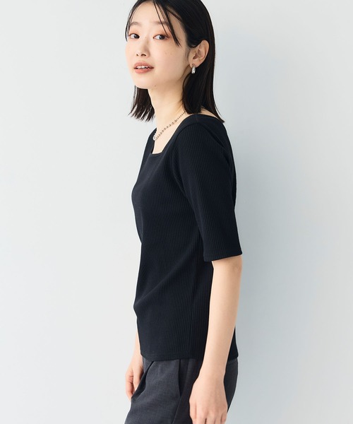 CROSS FUNCTION（クロスファンクション）の「《UVカット》前後2wayテレコ５分袖Tシャツ【CF/クロスファンクション】（Tシャツ/カットソー・レディース・ライトグレー/オフホワイト/ブラック・M/L/LL）」の18枚目の写真