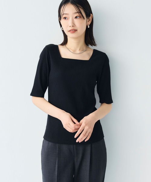 CROSS FUNCTION（クロスファンクション）の「《UVカット》前後2wayテレコ５分袖Tシャツ【CF/クロスファンクション】（Tシャツ/カットソー・レディース・ライトグレー/オフホワイト/ブラック・M/L/LL）」の17枚目の写真