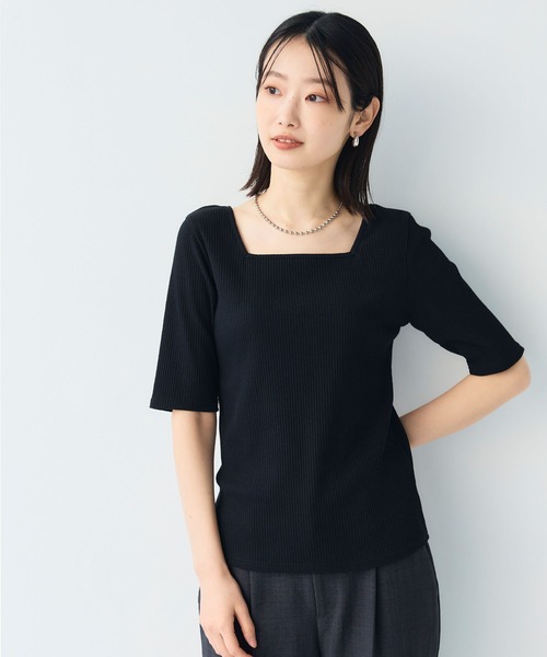CROSS FUNCTION（クロスファンクション）の「《UVカット》前後2wayテレコ５分袖Tシャツ【CF/クロスファンクション】（Tシャツ/カットソー・レディース・ライトグレー/オフホワイト/ブラック・M/L/LL）」の19枚目の写真