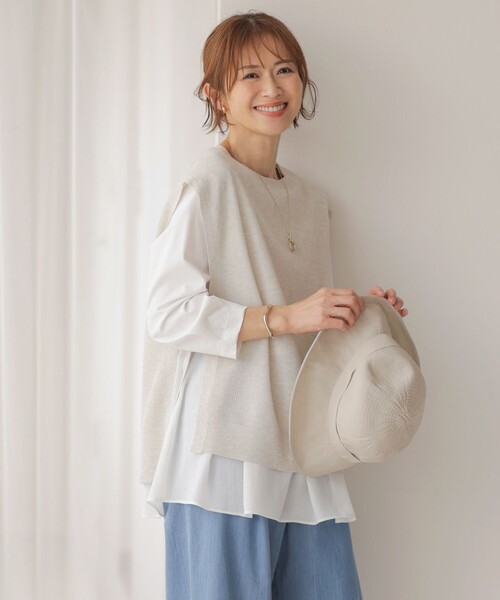J.PRESS Ladies(J.プレス レディス)の「【洗える】Vis/Peスパーク クルーネック ニット ベスト(ベスト・レディース・ベージュ系/アイボリー系/ネイビー系・SMALL)」の2枚目の写真