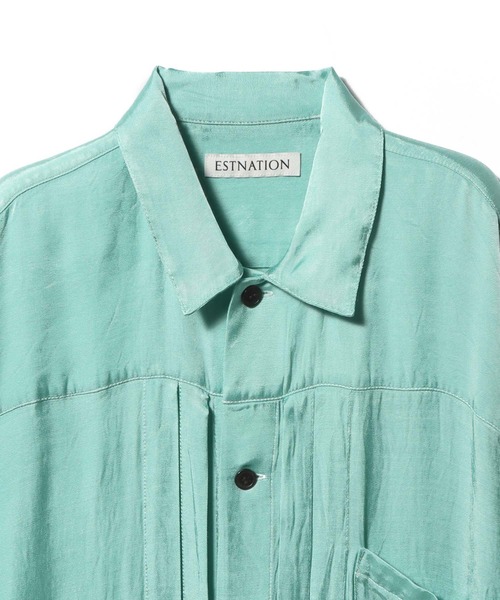 ESTNATION（エストネーション）の「ESTNATION / ガーメントウォッシュ レーヨンサテンシャツ（シャツ/ブラウス・メンズ・ブラック/ターコイズブルー・MEDIUM/LARGE）」の4枚目の写真