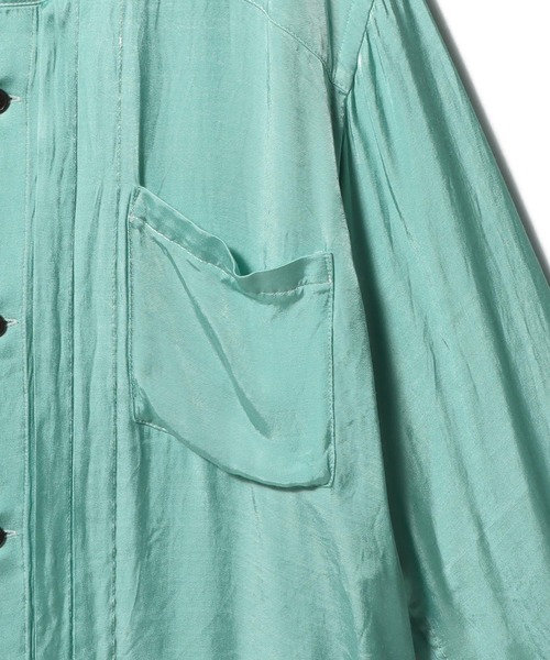 ESTNATION（エストネーション）の「ESTNATION / ガーメントウォッシュ レーヨンサテンシャツ（シャツ/ブラウス・メンズ・ブラック/ターコイズブルー・MEDIUM/LARGE）」の5枚目の写真