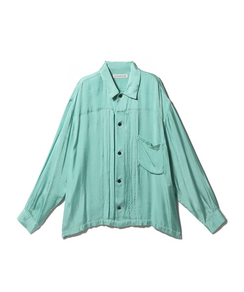 ESTNATION（エストネーション）の「ESTNATION / ガーメントウォッシュ レーヨンサテンシャツ（シャツ/ブラウス・メンズ・ブラック/ターコイズブルー・MEDIUM/LARGE）」の13枚目の写真
