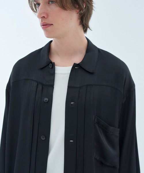 ESTNATION（エストネーション）の「ESTNATION / ガーメントウォッシュ レーヨンサテンシャツ（シャツ/ブラウス・メンズ・ブラック/ターコイズブルー・MEDIUM/LARGE）」の8枚目の写真