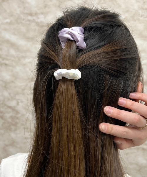 2個セット】オーガンジー×シルキーサテン/ミニシュシュ（シュシュ