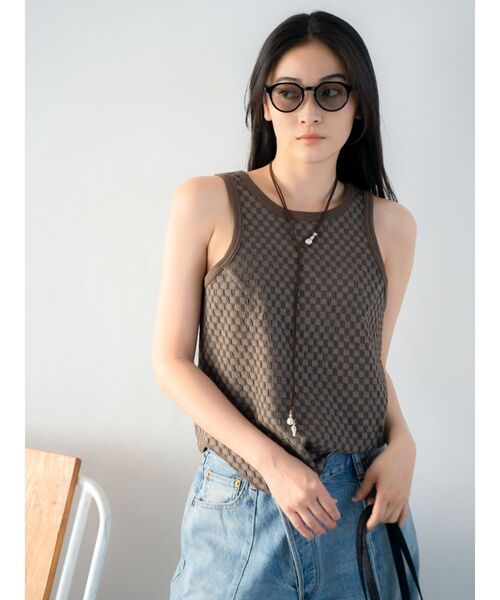 Ungrid（アングリッド）の「チェックジャカードタンクトップ（タンクトップ・レディース・ブラウン/ブラック・FREE）」の8枚目の写真