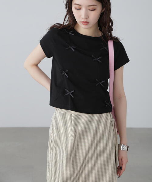 FREE'S MART（フリーズマート）の「◆リボンTシャツ（Tシャツ/カットソー・レディース・ホワイト/ピンク/ブラック・FREE）」の16枚目の写真