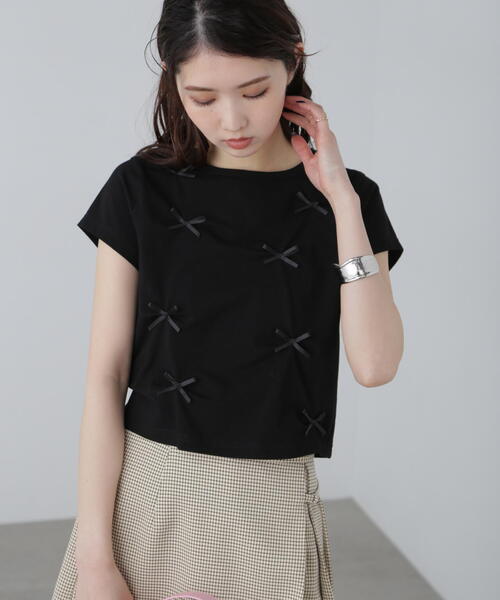 FREE'S MART（フリーズマート）の「◆リボンTシャツ（Tシャツ/カットソー・レディース・ホワイト/ピンク/ブラック・FREE）」の18枚目の写真