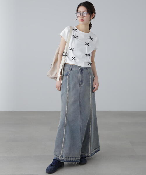 FREE'S MART（フリーズマート）の「◆リボンTシャツ（Tシャツ/カットソー・レディース・ホワイト/ピンク/ブラック・FREE）」の5枚目の写真