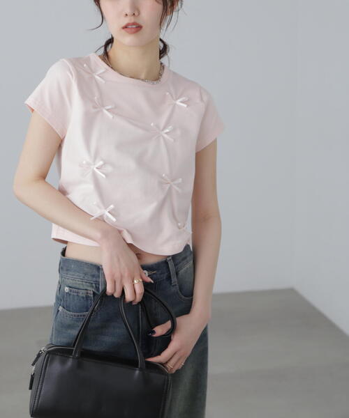 FREE'S MART（フリーズマート）の「◆リボンTシャツ（Tシャツ/カットソー・レディース・ホワイト/ピンク/ブラック・FREE）」の11枚目の写真