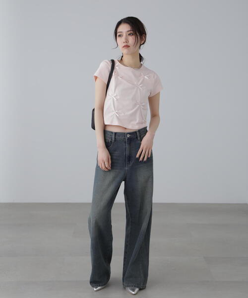 FREE'S MART（フリーズマート）の「◆リボンTシャツ（Tシャツ/カットソー・レディース・ホワイト/ピンク/ブラック・FREE）」の12枚目の写真