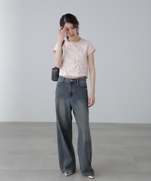 FREE'S MART（フリーズマート）の「◆リボンTシャツ（Tシャツ/カットソー・レディース・ホワイト/ピンク/ブラック・FREE）」の13枚目の写真