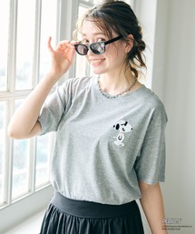 PEANUTS（ピーナッツ）の「【PEANUTS/ピーナッツ】SNOOPY/スヌーピーワンポイントサガラ刺繍半袖Tシャツ（Tシャツ/カットソー）」