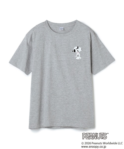 PEANUTS(ピーナッツ)の「【PEANUTS/ピーナッツ】SNOOPY/スヌーピーワンポイントサガラ刺繍半袖Tシャツ(Tシャツ/カットソー・レディース・ピンク/ベージュ/ネイビー/杢グレー/イエロー/ブラック・M/L/LL/3L)」の10枚目の写真