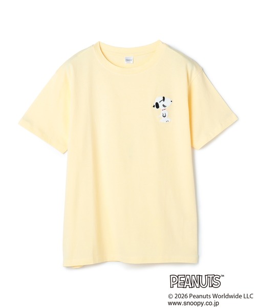 PEANUTS(ピーナッツ)の「【PEANUTS/ピーナッツ】SNOOPY/スヌーピーワンポイントサガラ刺繍半袖Tシャツ(Tシャツ/カットソー・レディース・ピンク/ベージュ/ネイビー/杢グレー/イエロー/ブラック・M/L/LL/3L)」の8枚目の写真