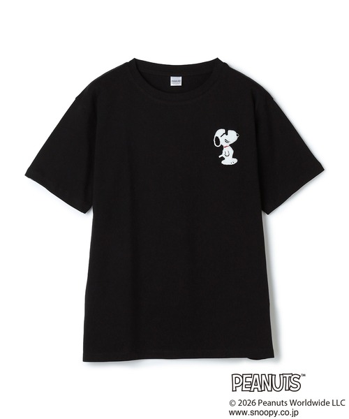 PEANUTS(ピーナッツ)の「【PEANUTS/ピーナッツ】SNOOPY/スヌーピーワンポイントサガラ刺繍半袖Tシャツ(Tシャツ/カットソー・レディース・ピンク/ベージュ/ネイビー/杢グレー/イエロー/ブラック・M/L/LL/3L)」の9枚目の写真