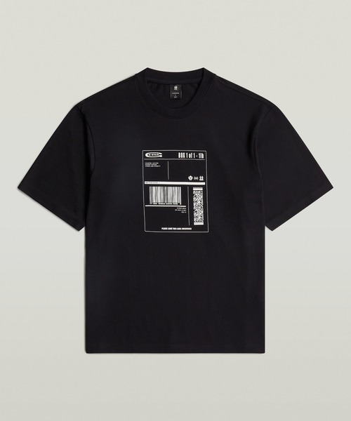 G-STAR（ジースター）の「Shipping Graphic Boxy T-Shirt/グラフィックプリントボクシーフィットTシャツ（Tシャツ/カットソー・メンズ・ダークブラック/ホワイト・SMALL/X-SMALL/X-LARGE/MEDIUM/LARGE）」の4枚目の写真