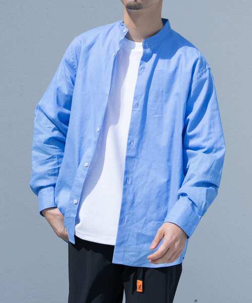 URBAN RESEARCH ROSSO MEN(アーバンリサーチロッソメン)の「『WEB限定』『XLサイズあり』リラックスコットンリネンバンドカラー長袖シャツ(シャツ/ブラウス・メンズ・ネイビー/ベージュ/ブルー系その他/ベージュ系その他/ホワイト/ブルー・SMALL/MEDIUM/LARGE/X-LARGE)」の10枚目の写真